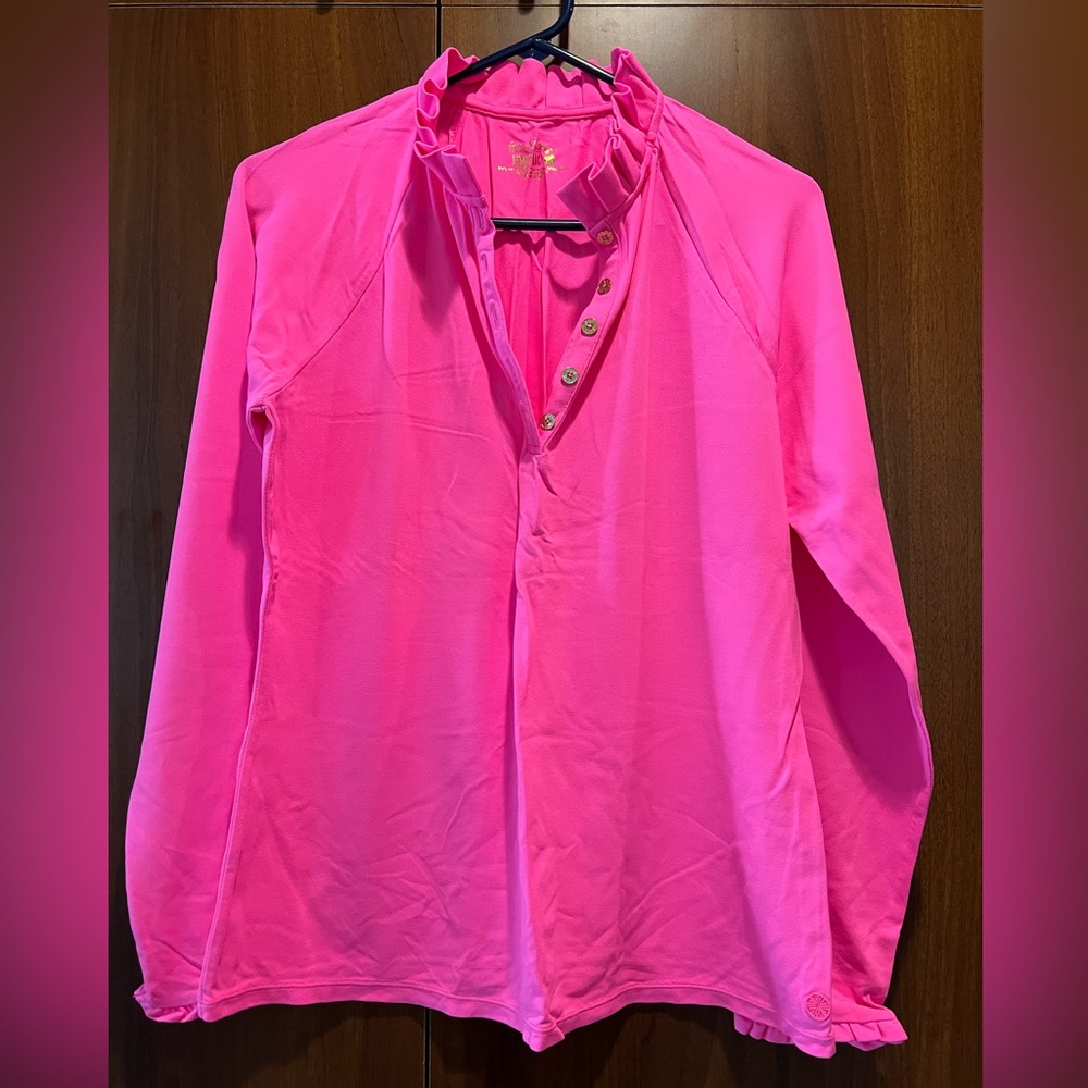 EUC Lilly Pulitzer HOT Pink Luxletic Shirt - size large!